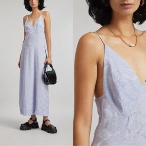 NEW GANNI Jacquard Midi Slip Dress in “Cosmic Sky” lavender